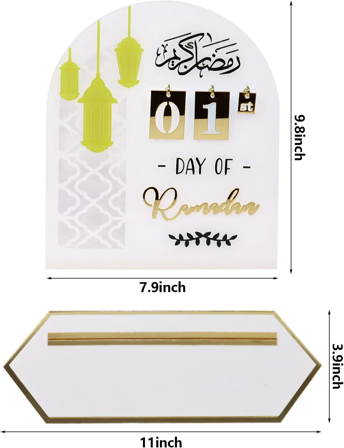 Acrylic Ramadan and Eid Countdown Calendar - White & Gold - Image 2