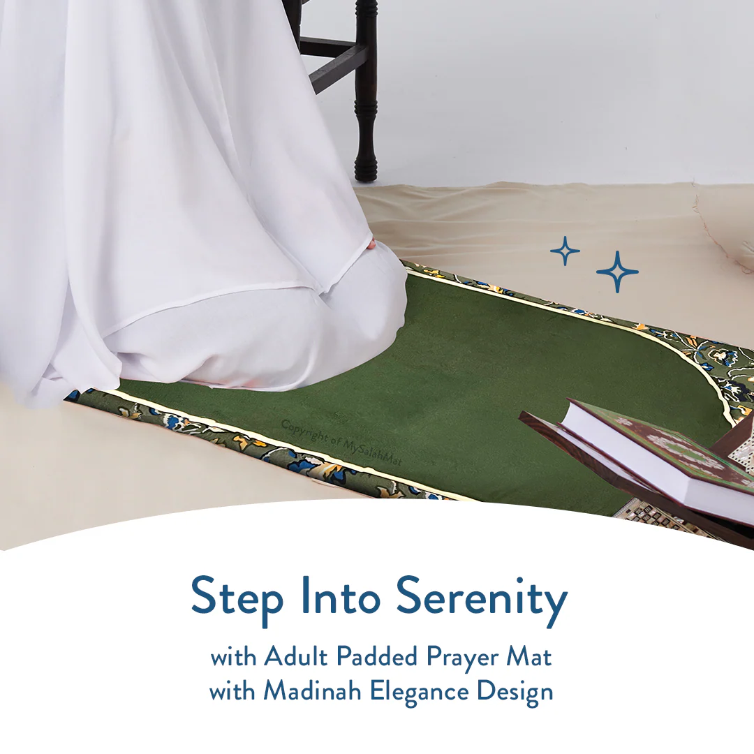 Adult Padded Prayer Mat with Madinah Elegance Design  - Urban Rugs® - Image 2