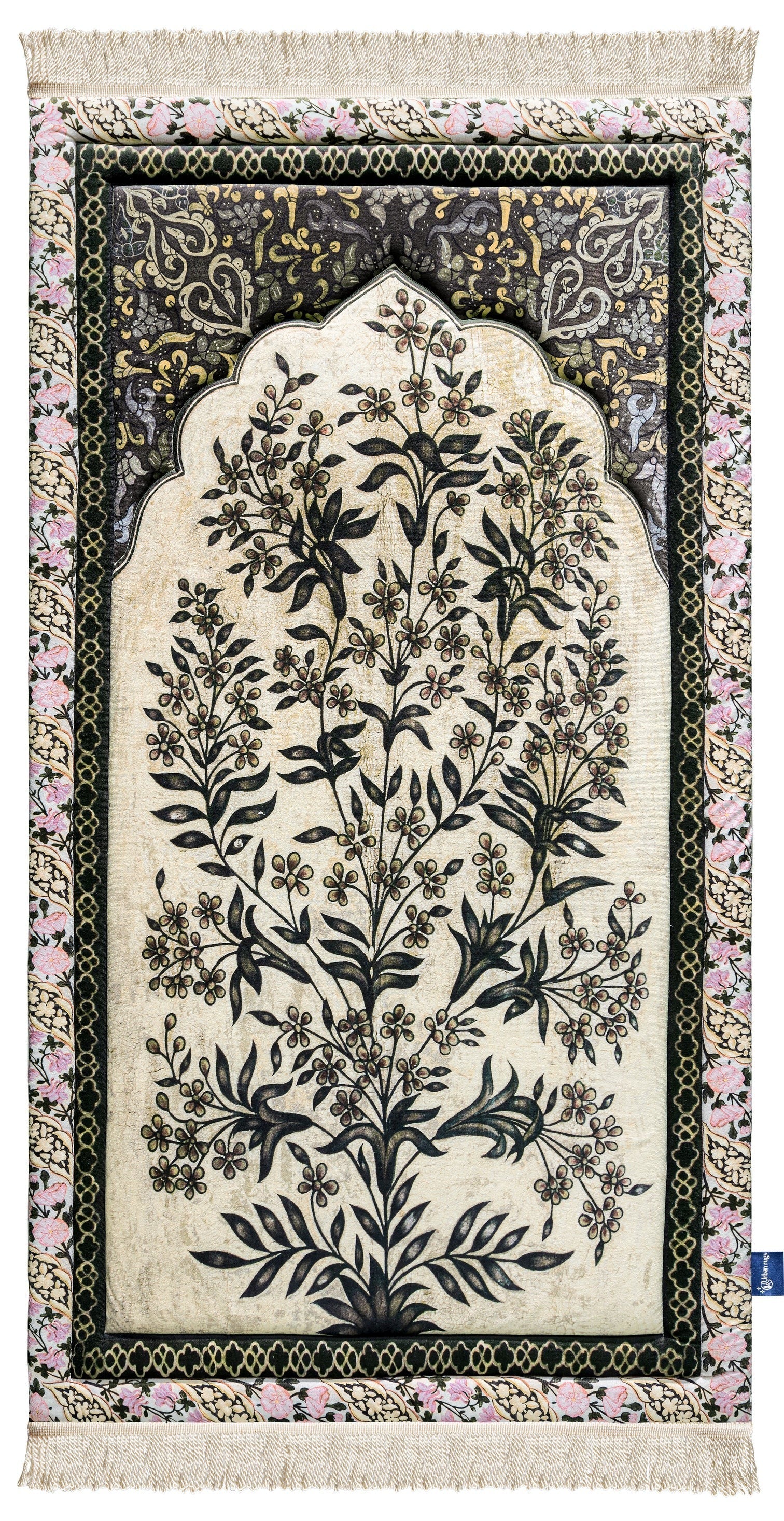 Adult Premium Padded Prayer Mat with Vintage Botanical Design - Urban Rugs®