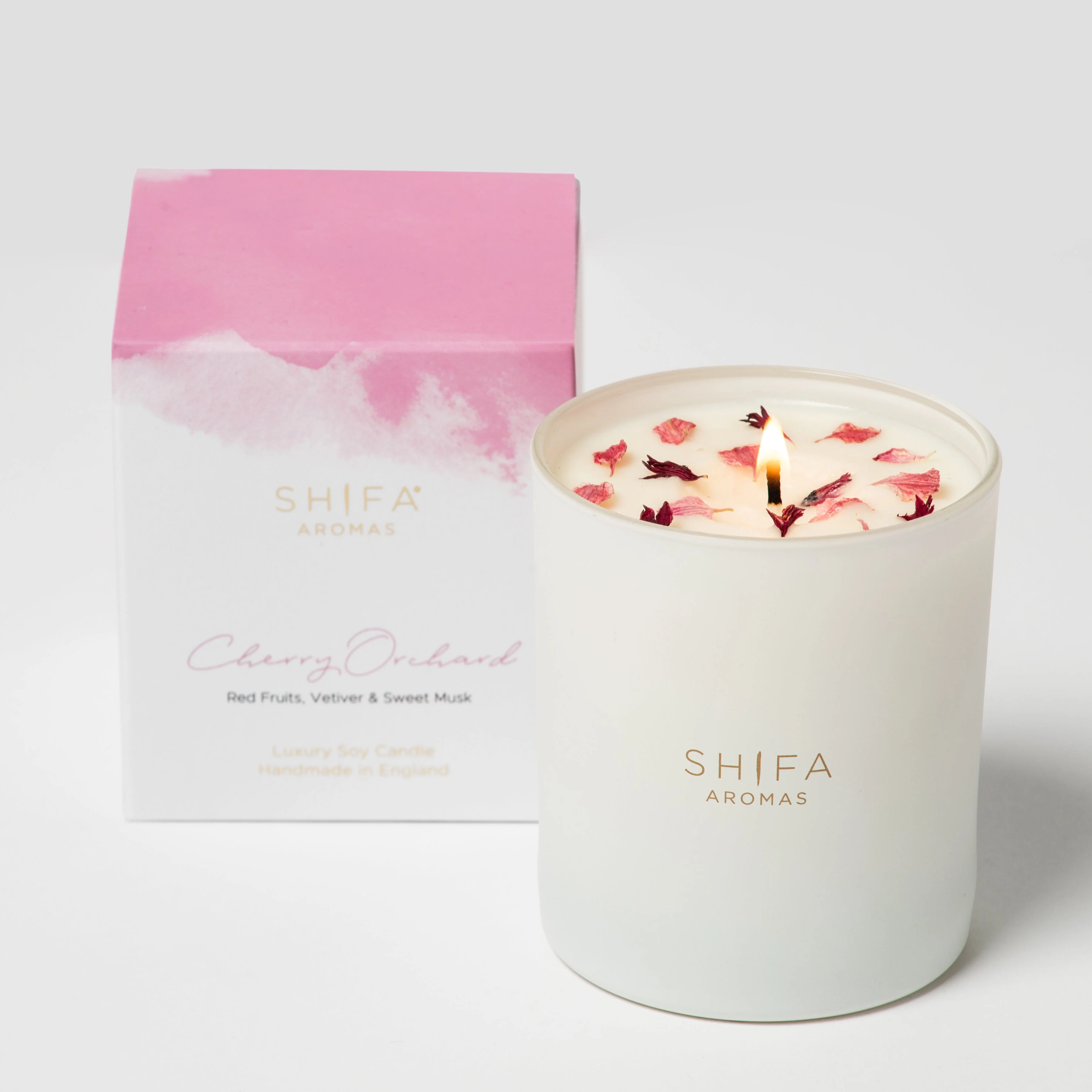 Cherry Orchard Glass Candle | Red Fruits, Vetiver & Sweet Musk | Take time to indulge... | Shifa Aromas - Image 3