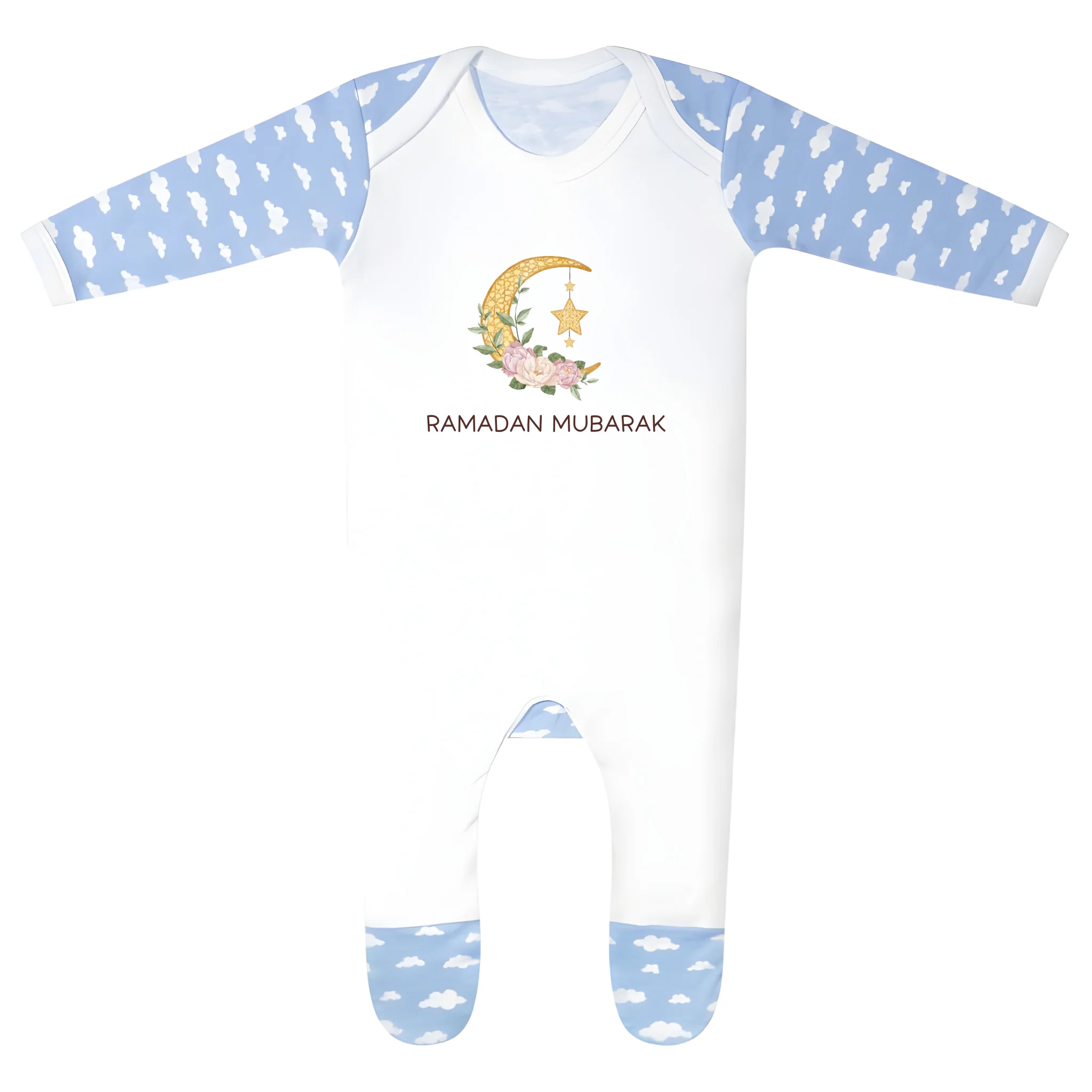 Classic Baby Cloud Sleepsuit - Ramadan Floral Moon - Image 4