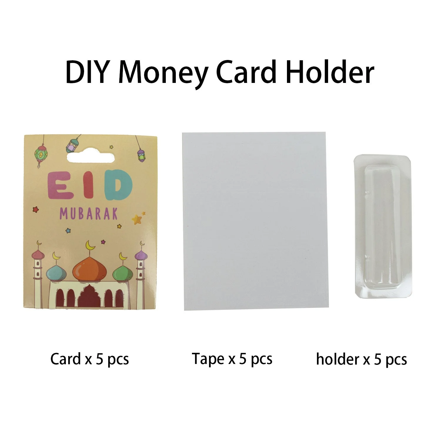 DIY Eid Mubarak Money Card Holder – Kids Edition with Plastic Holder - Image 6