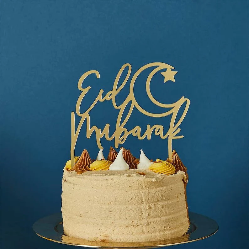 Gold Eid Acrylic Cupcake Topper