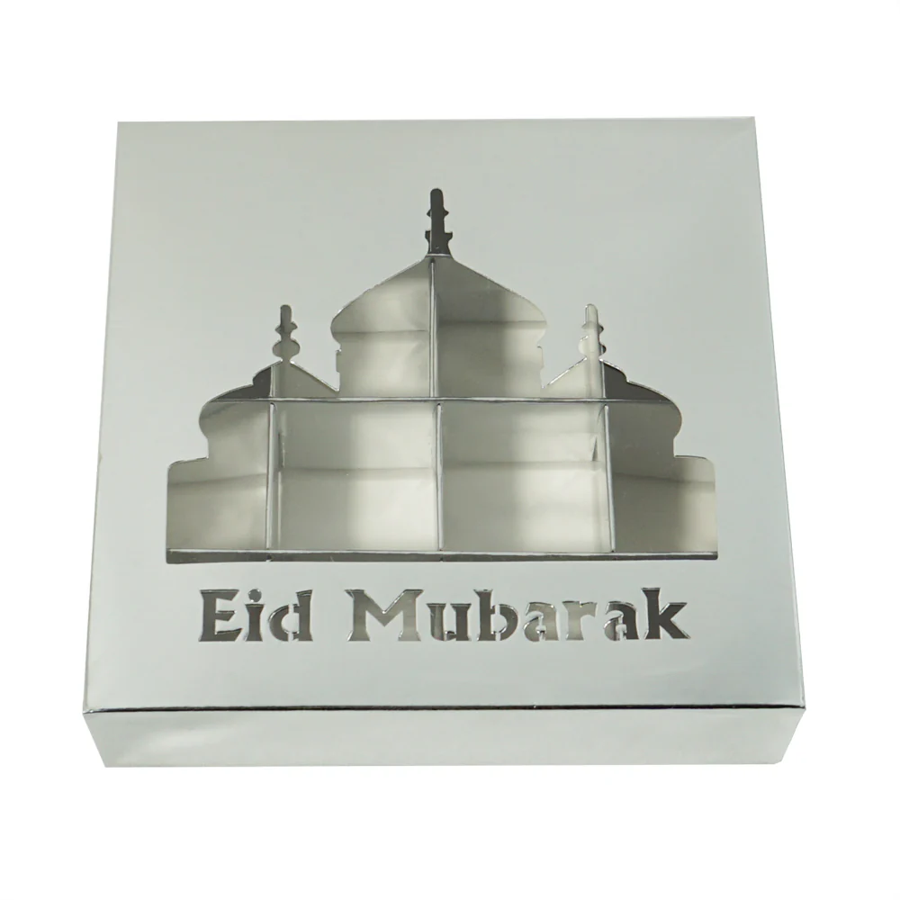 Eid Mubarak 12 Compartment Cupcake Box - Silver - Image 2