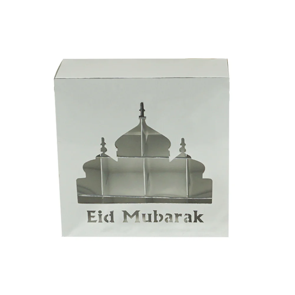 Eid Mubarak 12 Compartment Cupcake Box - Silver - Image 3