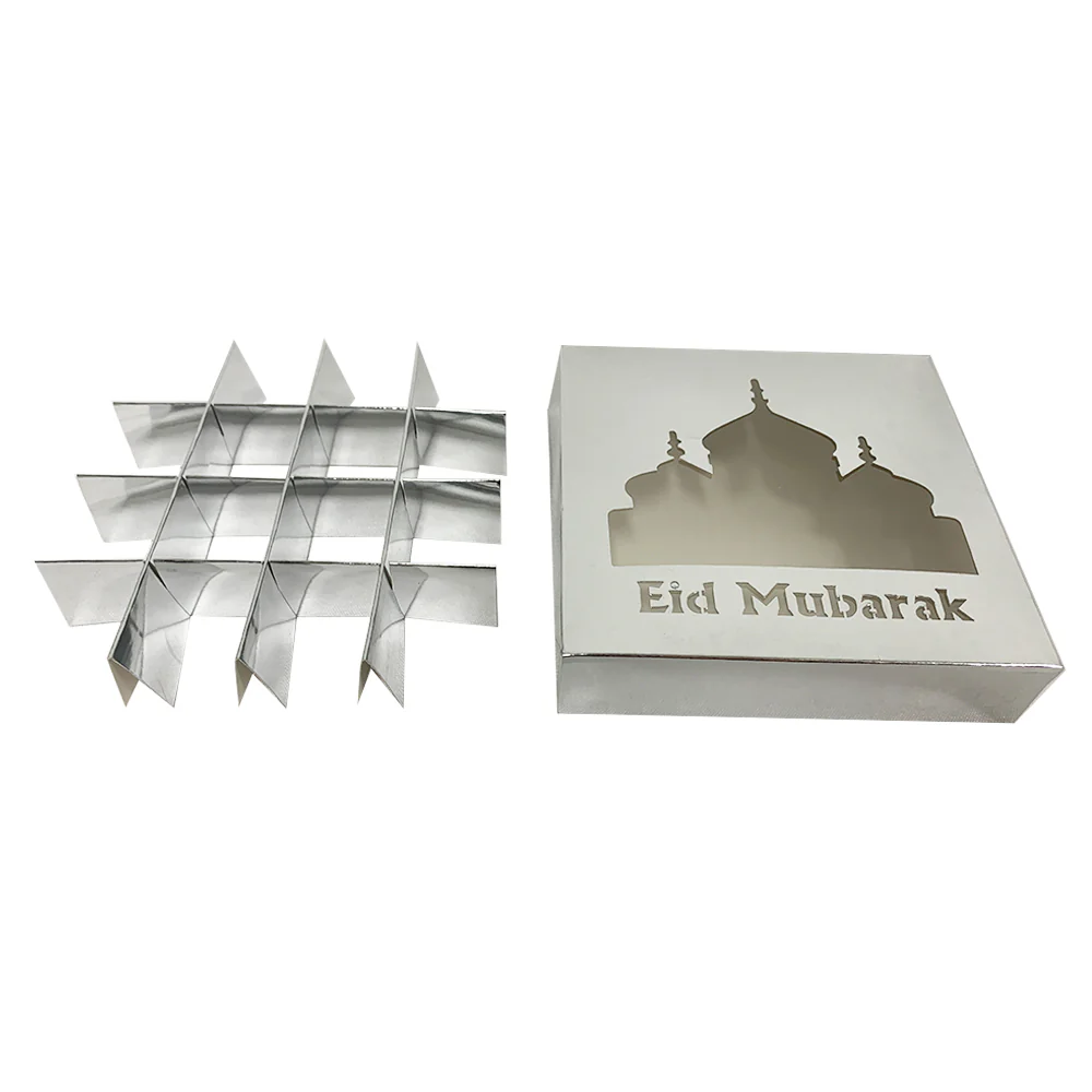 Eid Mubarak 12 Compartment Cupcake Box - Silver - Image 5