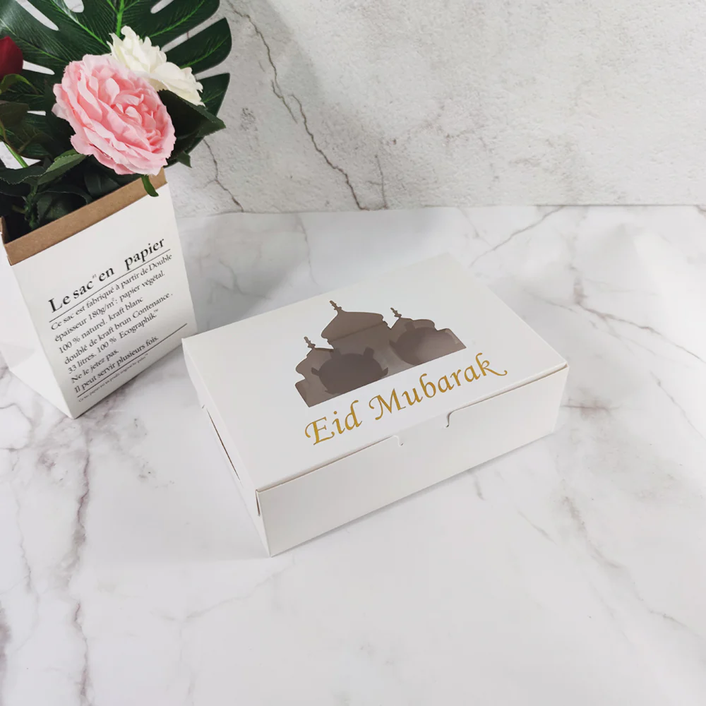 Eid Mubarak 6 Compartment Cupcake Box - White - Image 2