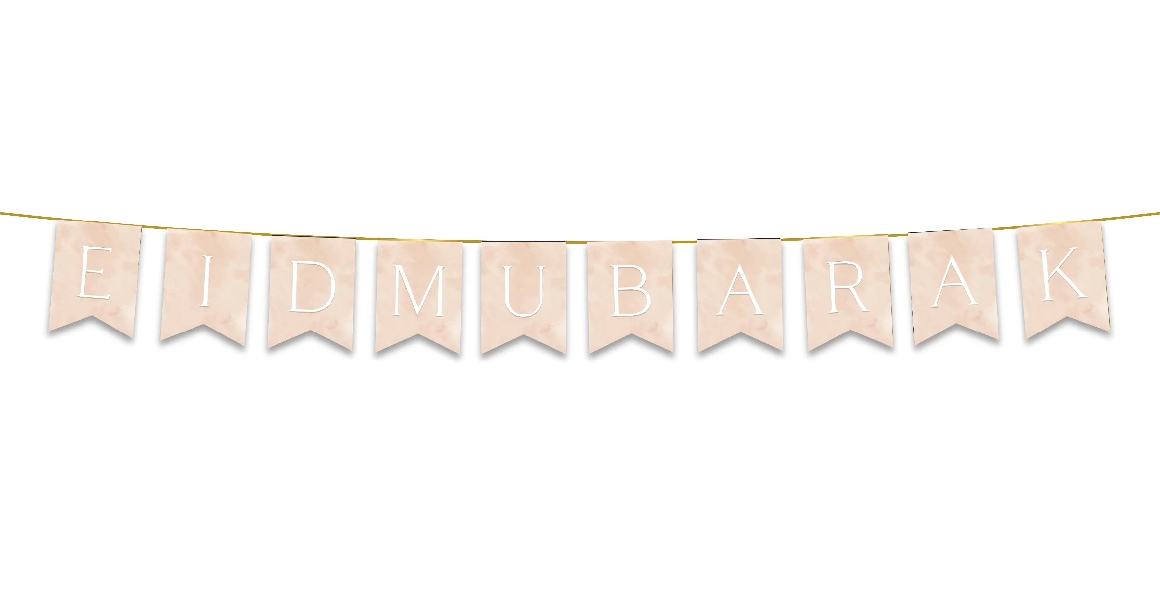 Eid Mubarak Bunting - Natural Watercolour Letter Flags Decoration - Image 2