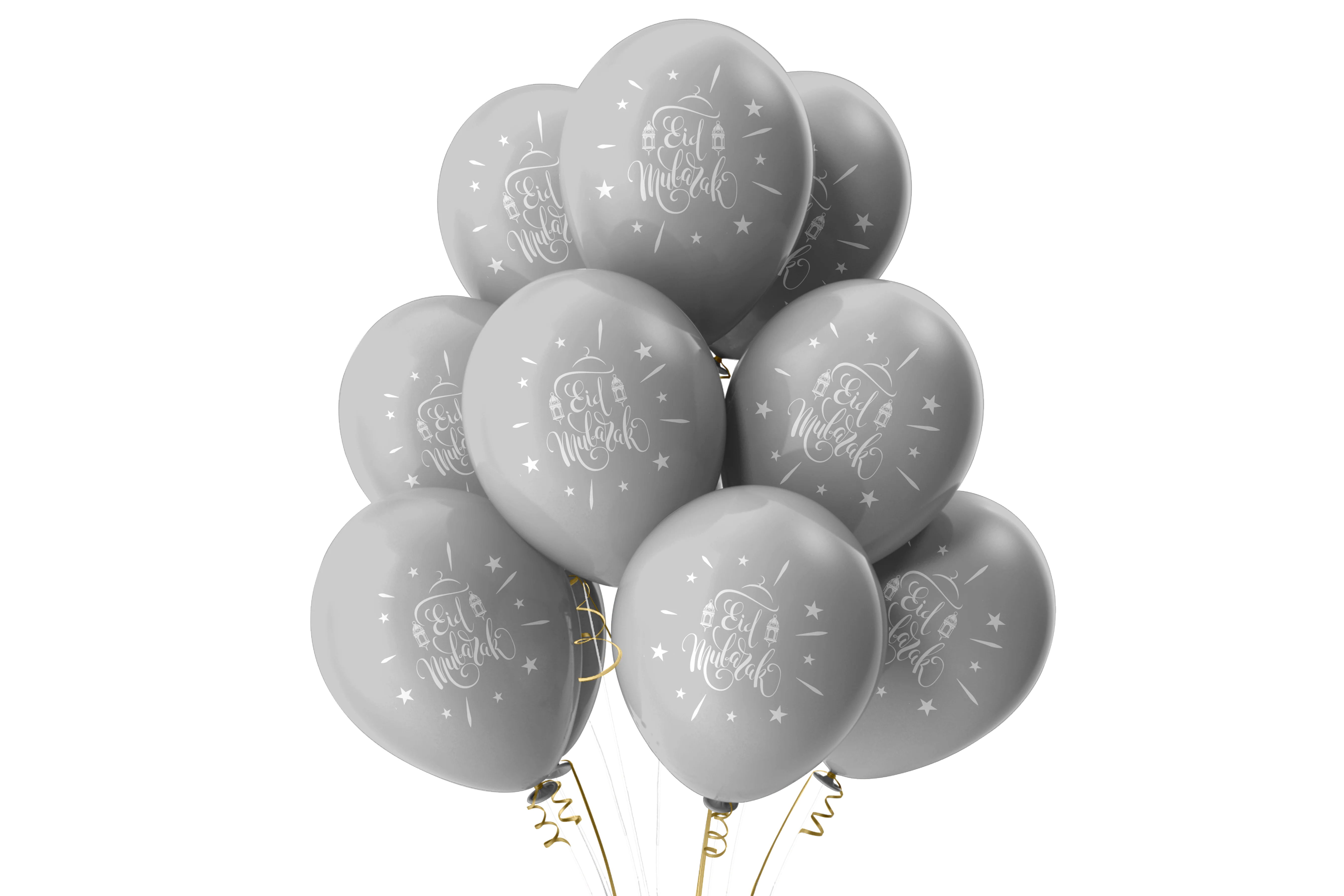 Eid Mubarak Balloons - Domes & Lanterns - Silver