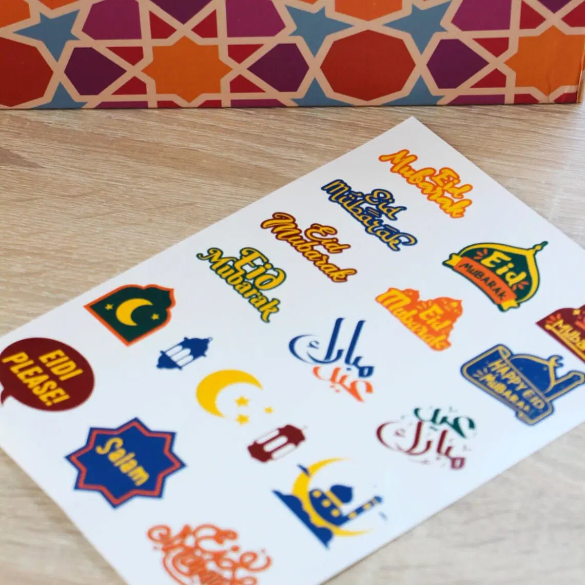 Eid Mubarak Tattoo Sheet – Colourful - Image 2