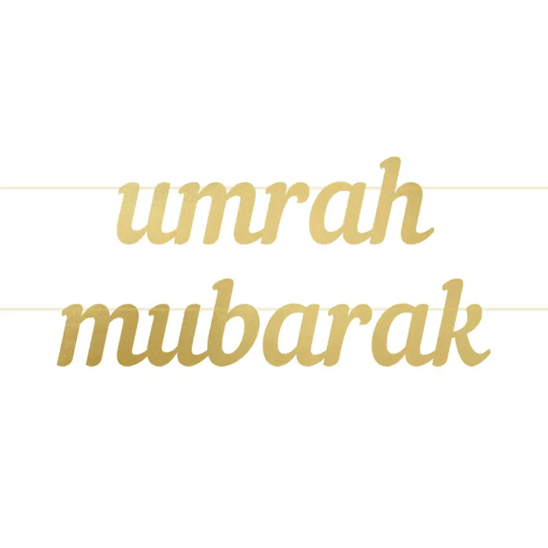 Umrah Mubarak Letter Banner - Gold