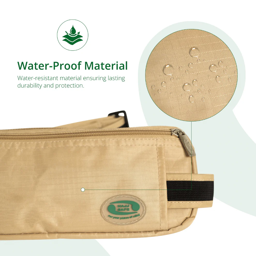 Hajj Safe - Hajj & Umrah Anti-Theft Waist Bag And Ihram Belt (Beige) - Image 5