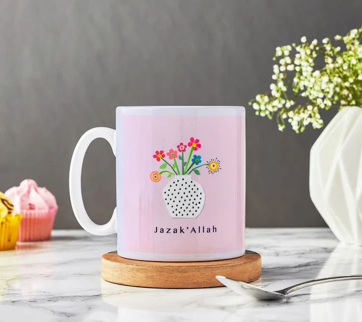 Jazak'Allah Vase With Flowers - Mug