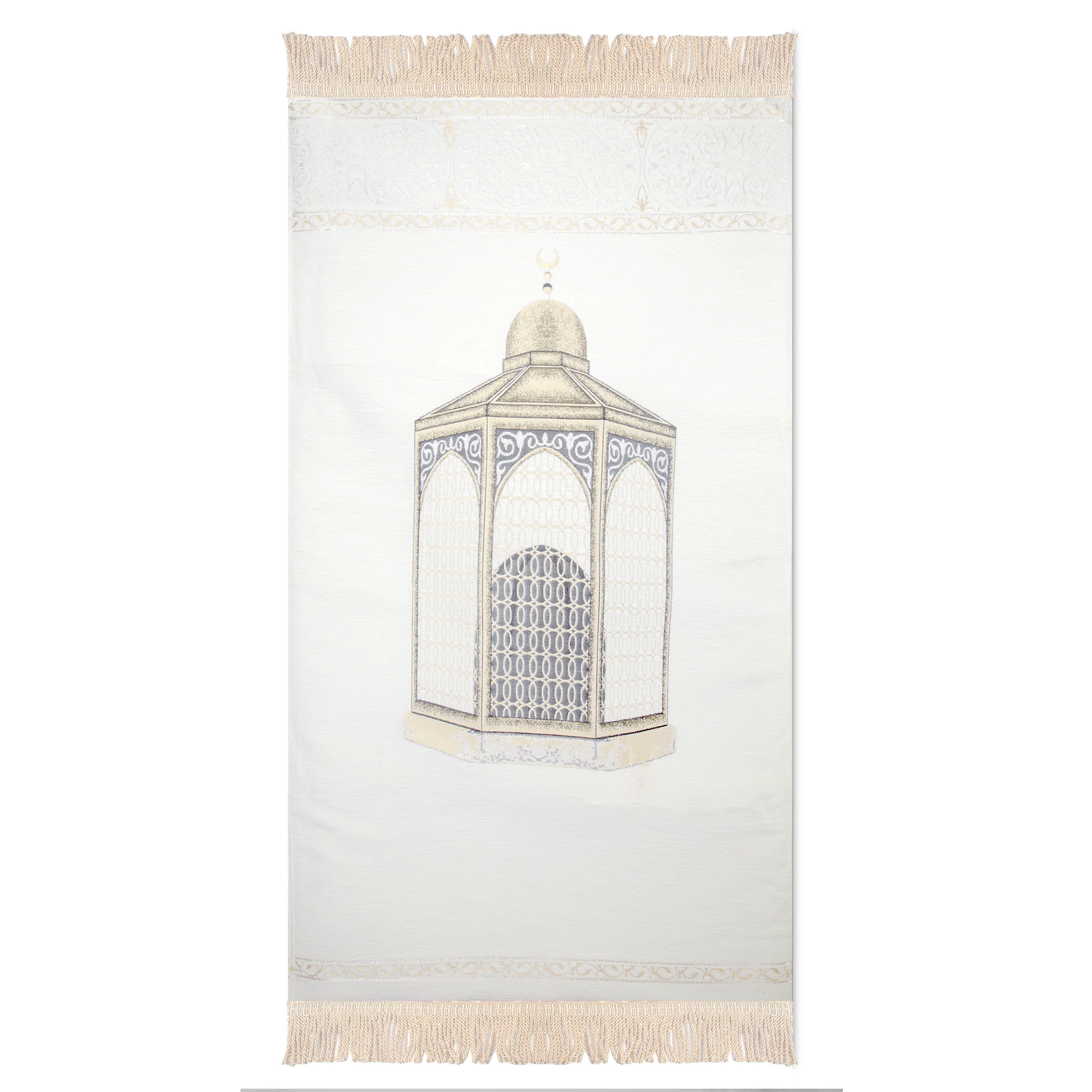 Luxury Extra Padded Salah Prayer Mat With Zip - Maqaam Ibraheem- Beige