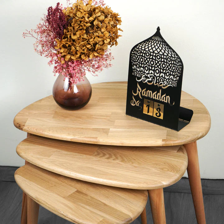 Matte Black & Gold Ramadan Kareem Metal Lantern Countdown - Image 2