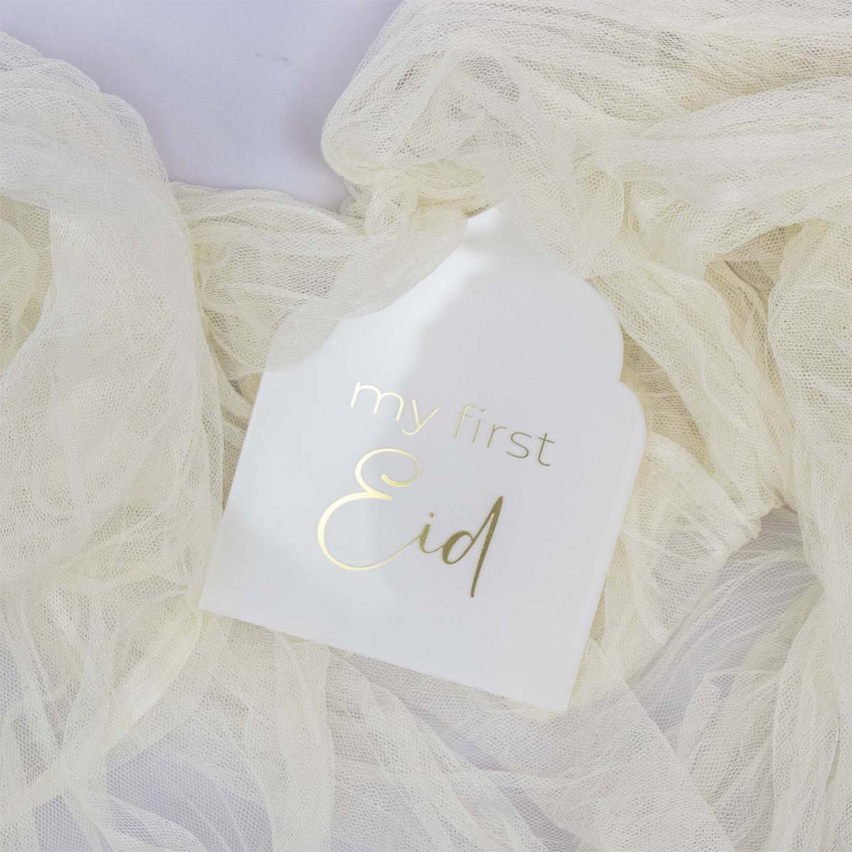 My First Eid Ornament Acrylic with Gold Foil White - Image 2