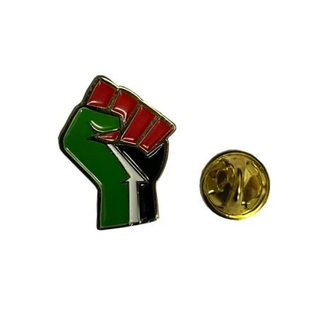 Palestine Flag Colour Fist Metal Badge
