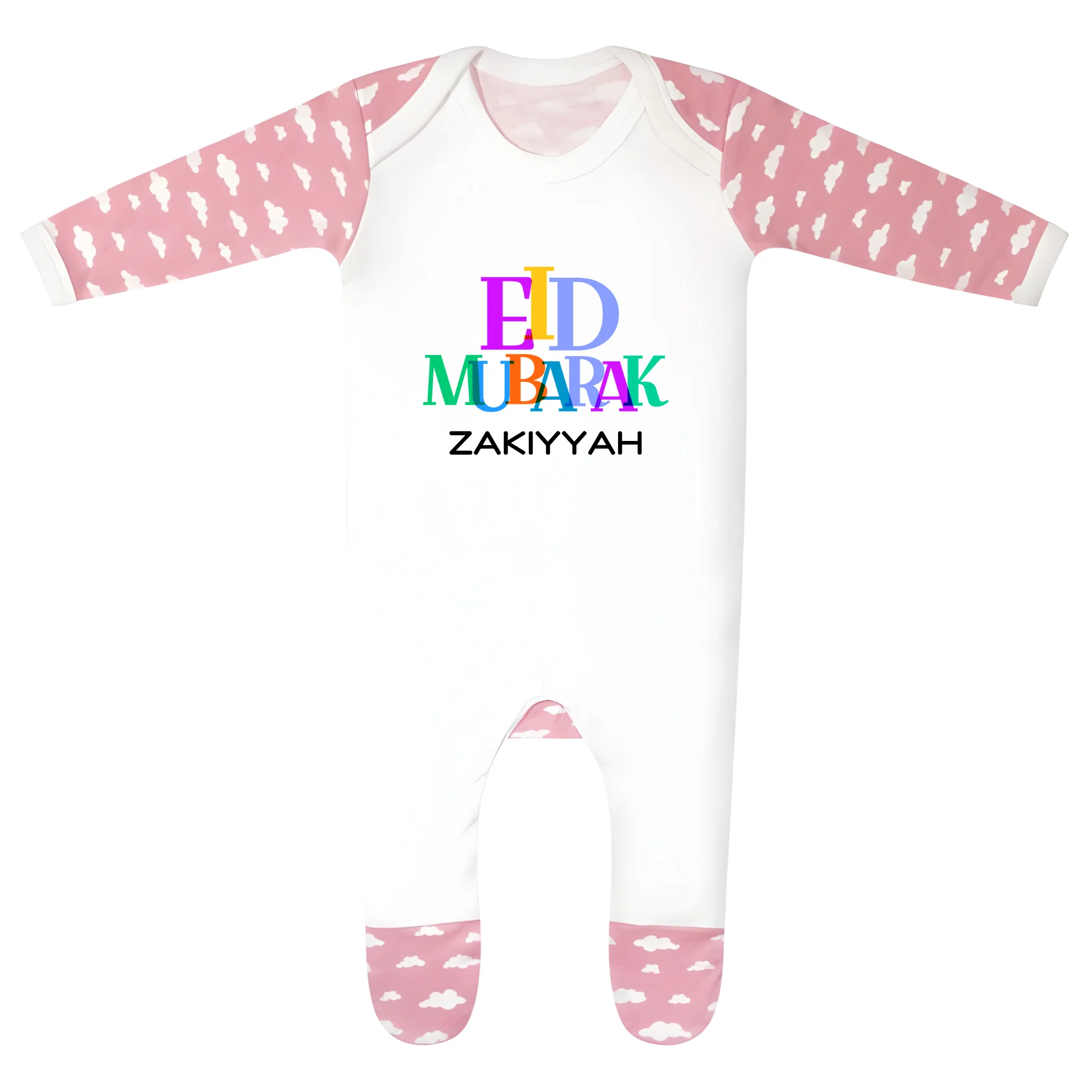 Personalised Eid Baby Cloud Print Rompersuit - Eid Radiance - Image 2
