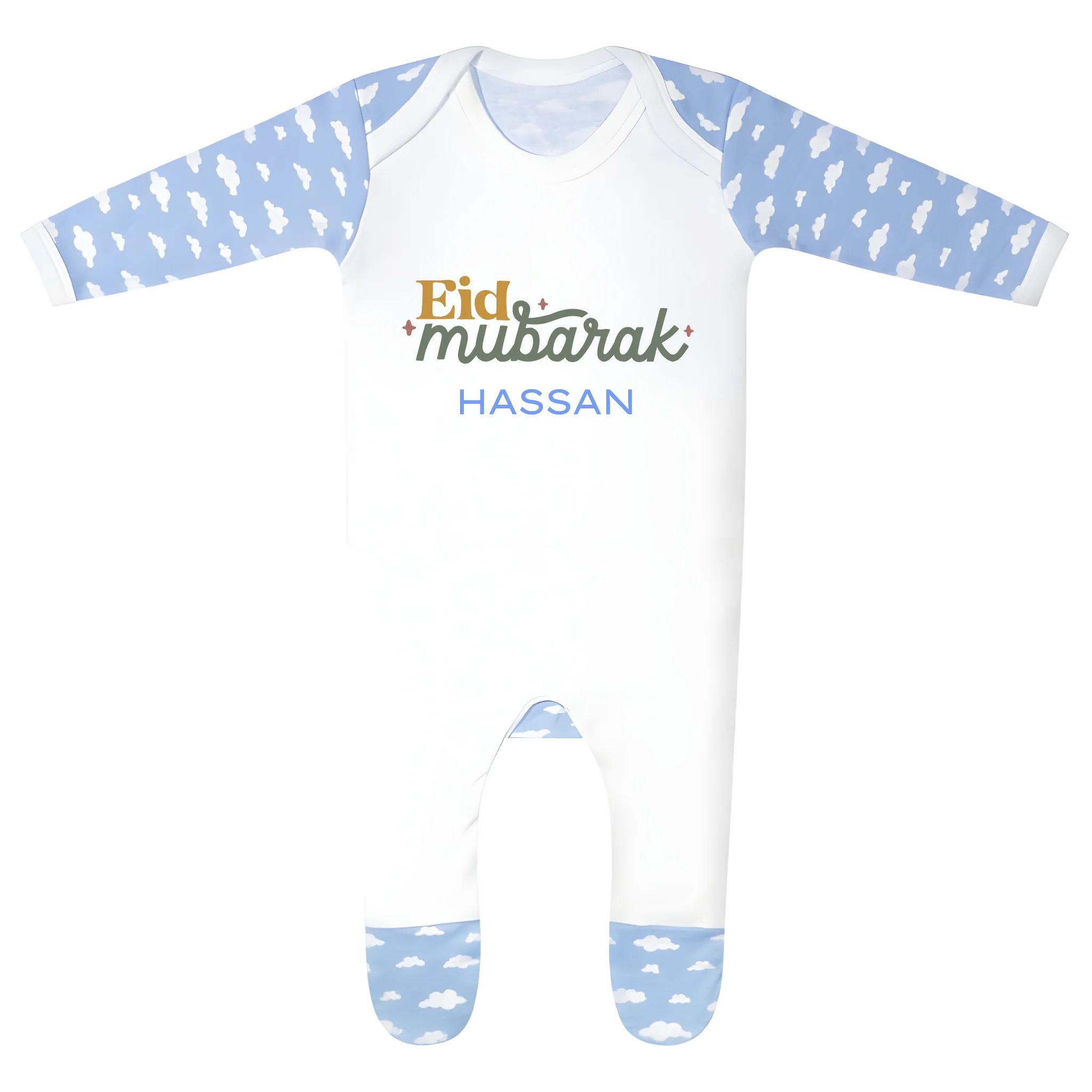 Personalised Eid Baby Cloud Print Rompersuit - Eid Whirl