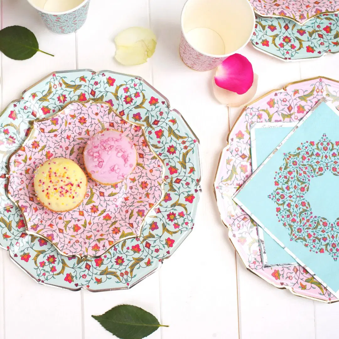 Pink Persian Plate, Cup and Napkin Set - Image 2