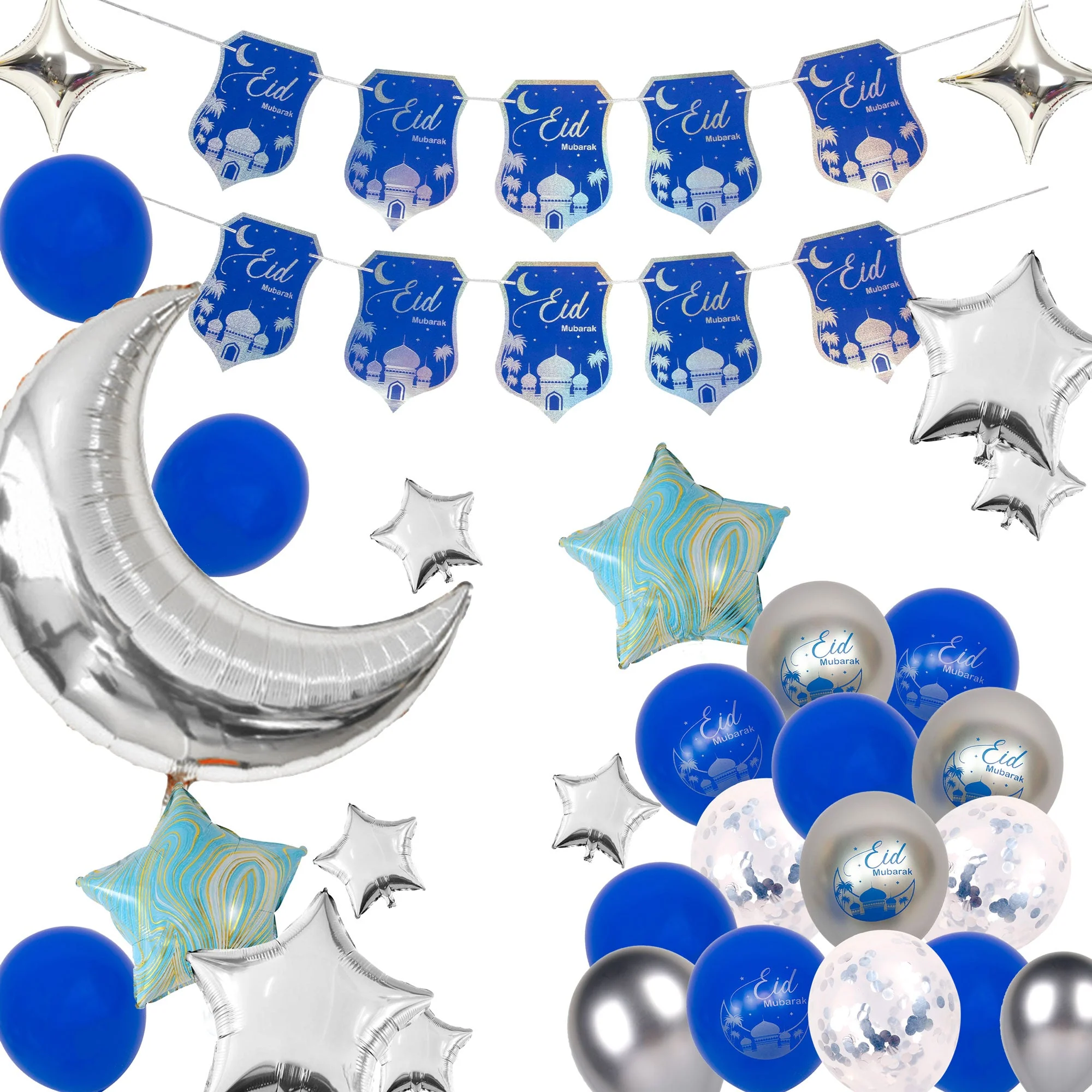Purple Silver Eid Mubarak Balloon Kit 01