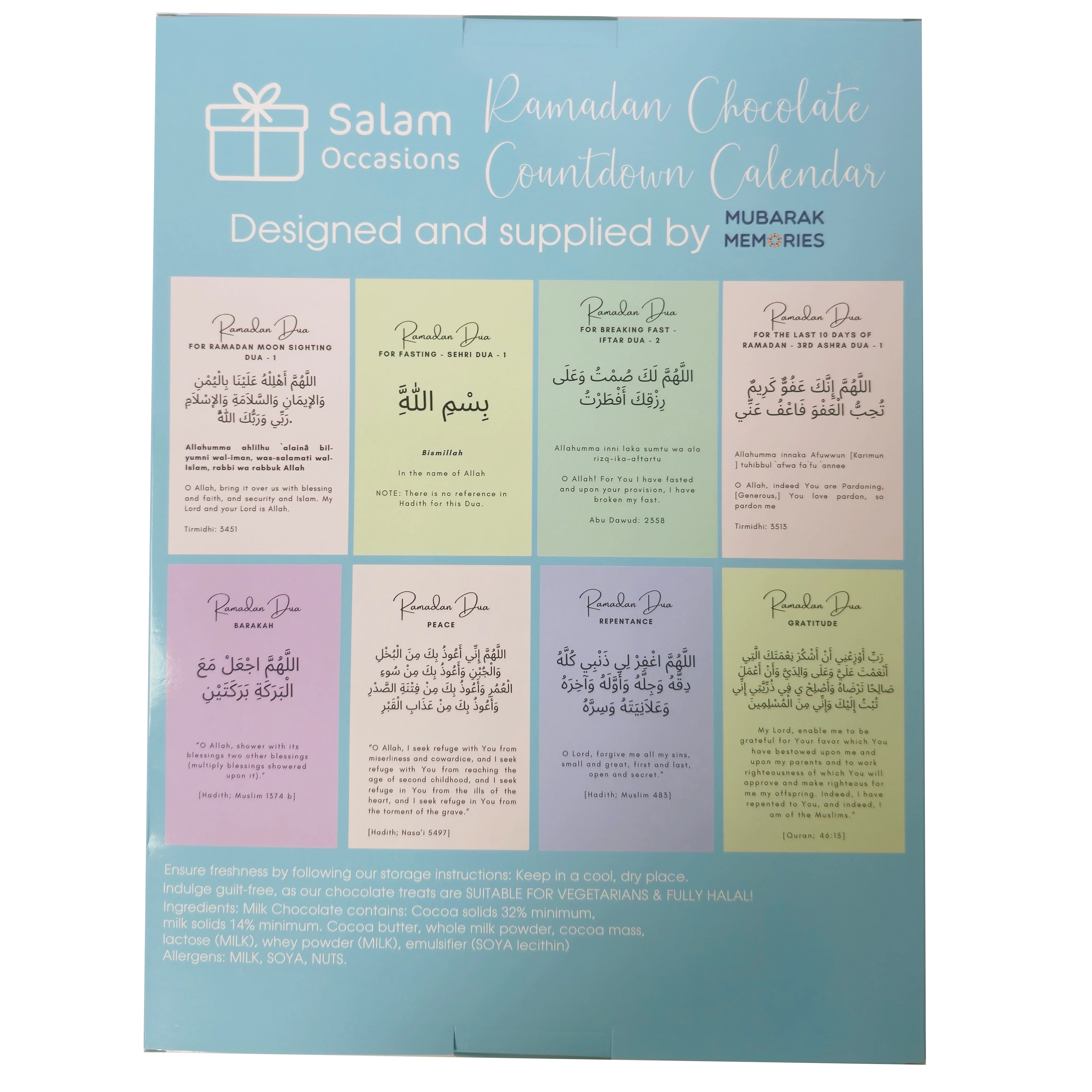 Ramadan Chocolate Advent Countdown Calendar – Blue Watercolour Mosque Design - Image 4