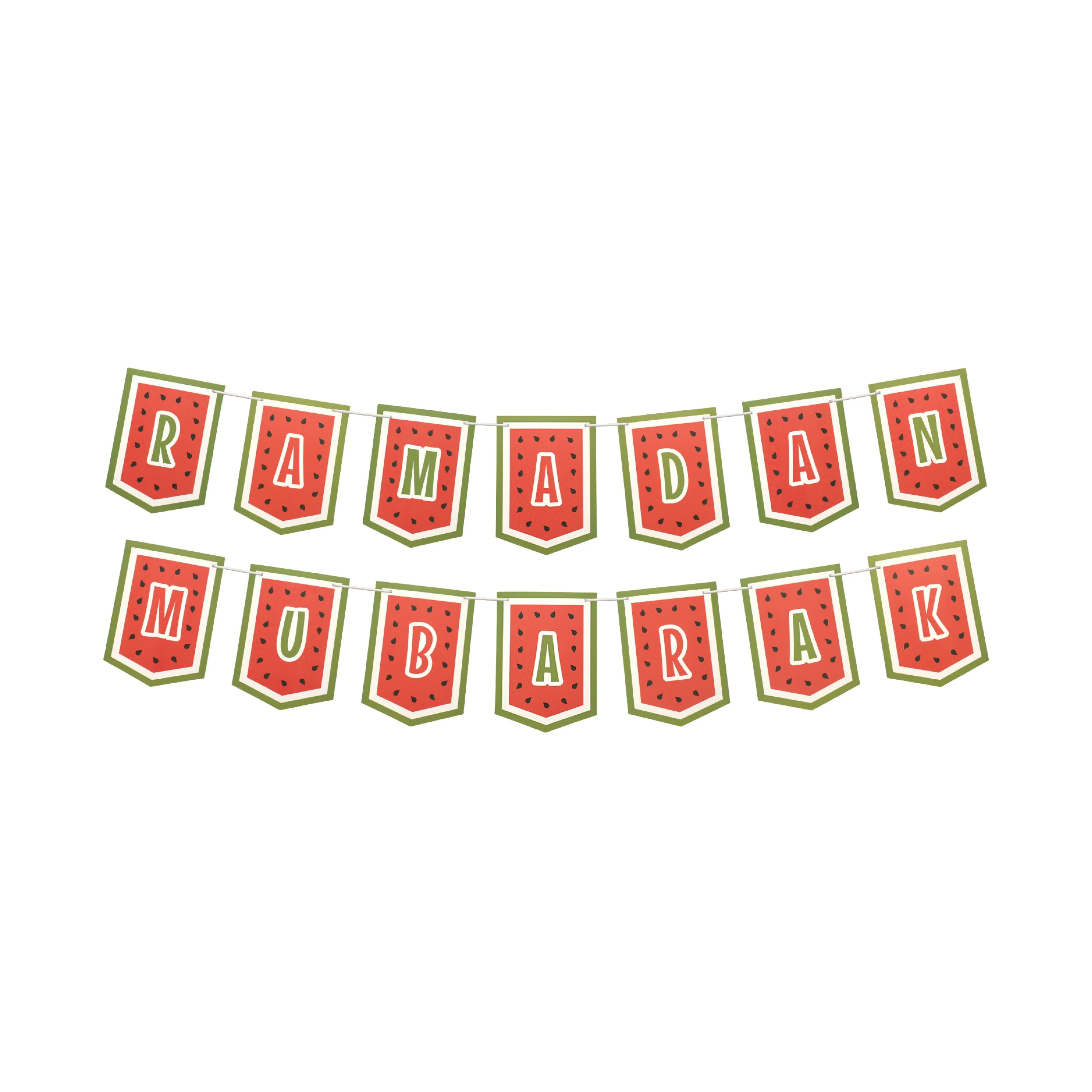 Ramadan Mubarak Bunting - Watermelon Palestine Theme - Red