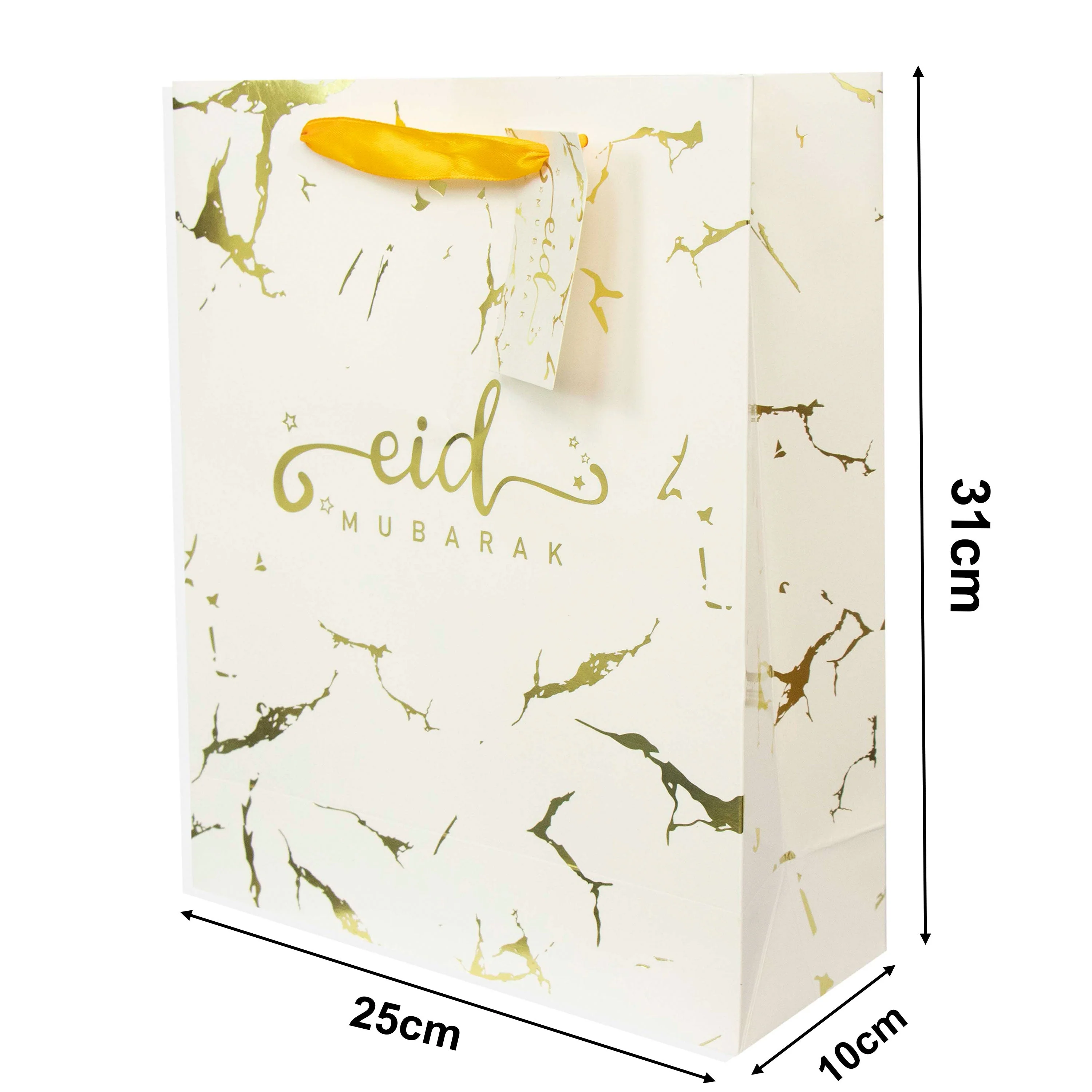 White Marble Gold Star Stamping Foil Gift Bag - Image 3